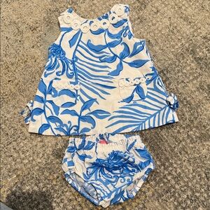 Lilly Pulitzer Blue and White Diaper Cover Set